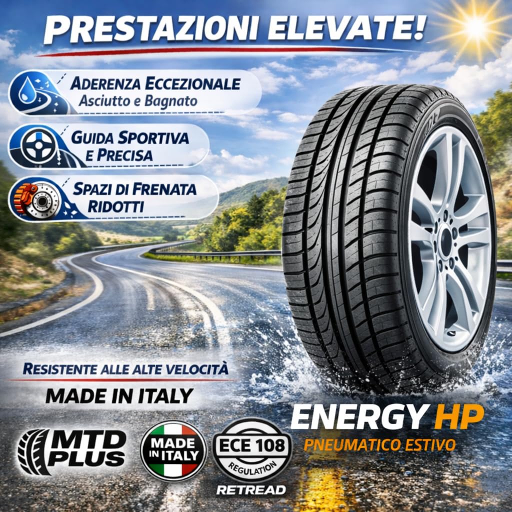 Pneumatico Estivo 205/55 R16 91V EcoWay - Gomma estiva per Auto – Aderenza su Asciutto e Bagnato, Bassa Rumorosità, Made in Italy – EcoGreen