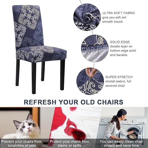 Miniatura 3 de Fundas para sillas, fundas para sillas de comedor, paquete de 6, fundas elásticas para sillas de comedor, fundas para sillas de comedor para cocina,