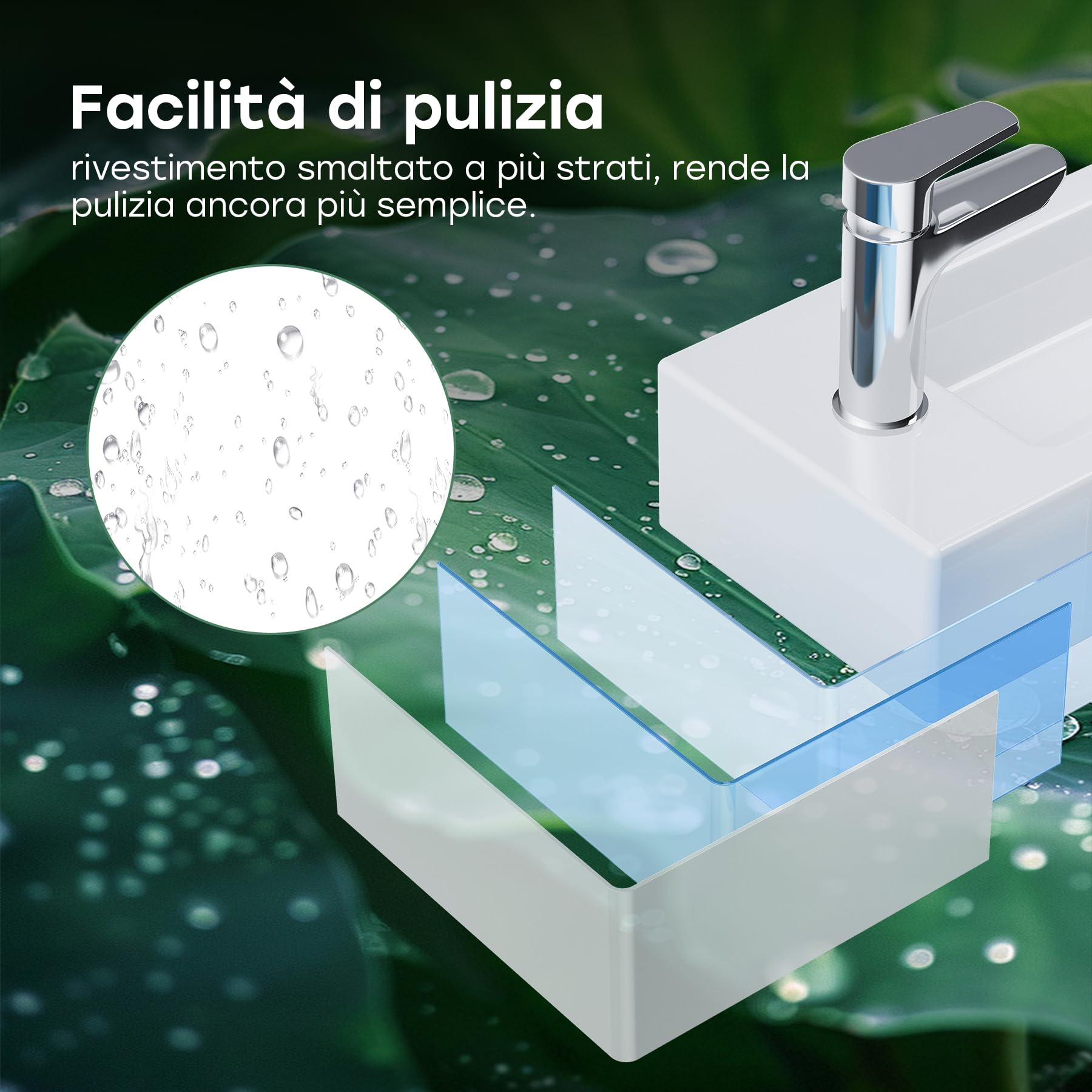 HOROW lavatoio ceramica bianca rettangolare, compatto lavandino piccolo bagno, lavabo bagno sospeso, con 1 foro per rubinetto a sinistra, 370x180x90 MM