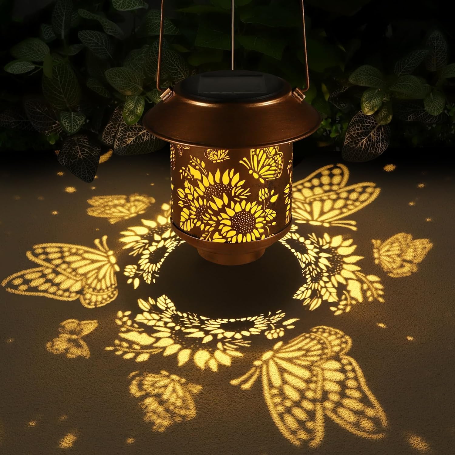 Condition photo showing New/Like New for Solar Lantern Outdoor Hanging Lights Gifts for Women Mom Metal Garden Decor Outside Waterproof LED Lanterns for Patio(Butterfly-2pack) Butterfly_2pack