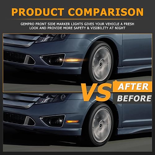 Miniatura 7 de Gempro Luces LED para parachoques delantero lateral para Ford Fusion 2010-2012 luces de señal de estacionamiento lente ahumada, 2 unids