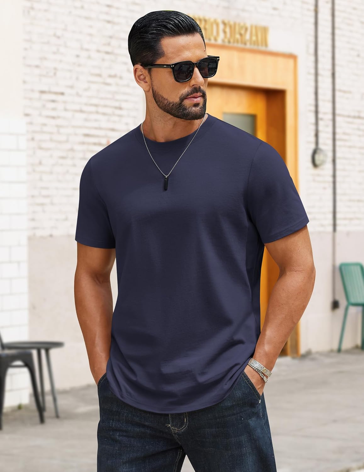 COOFANDY Mens T-Shirts 100% Cotton Crewneck Short Sleeve Tees Casual Plain Shirts - Image 2