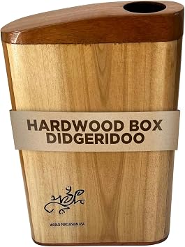 Hardwood Box Didgeridoo Compact Travel Didge Musical Percussion Instrument, Authentic Sound, Portable & Durable, Natural Finish, Key of C Ohm by World Percussion USA