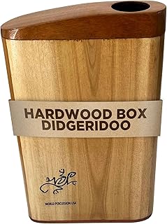Hardwood Box Didgeridoo – Compact Travel Didge Musical Percussion Instrument, Authentic Sound, Portable & Durable, Natural Finish, Key of C (Ohm) by World Percussion USA