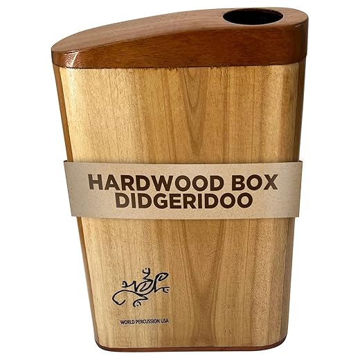 Hardwood Box Didgeridoo – Compact Travel Didge Musical Percussion Instrument, Authentic Sound, Portable & Durable, Natural Finish, Key of C (Ohm) by World Percussion USA