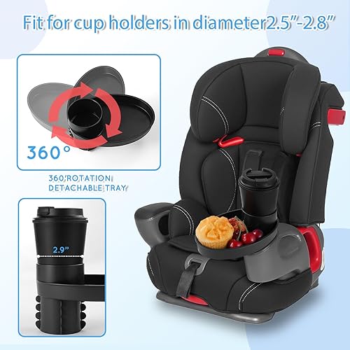 Miniatura 3 de Bandeja para asiento de automóvil expande fácilmente la bandeja para aperitivos en taza de 360 y bandeja de viaje para asiento de automóvil,