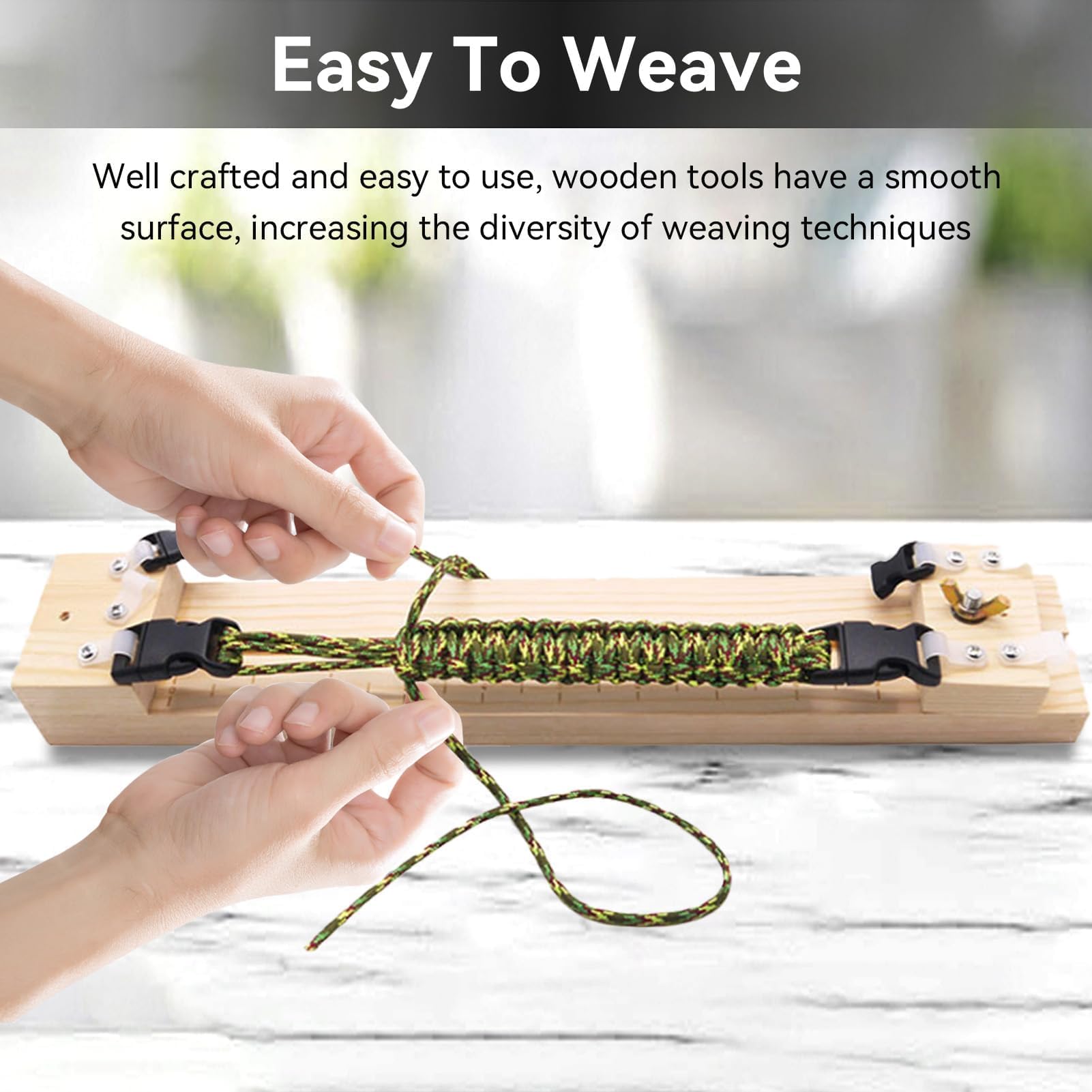 Set Braccialetto Fai Da Te Paracord, Strumento Braccialetto Maker in Legno Bracciale in Paracord Tessitore Telaio Intrecciato Aghi in Paracord Combinazione per Maglieria