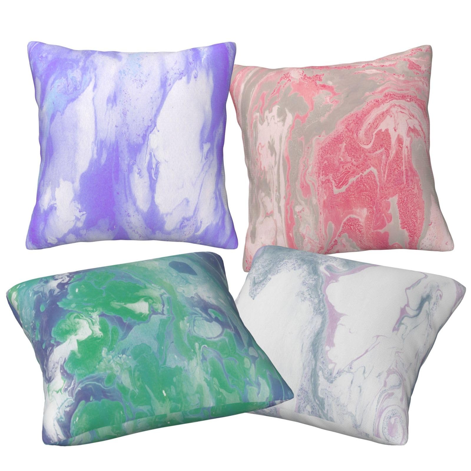 Housse de Coussin 75x75cm Lot de 4 Coussins décoratifs Cyan Peluche Courte Carré Taie D'Oreiller Vert Housse Coussin with Invisible Zipper ,pour Canapé Jardin Maison Oreiller d'Extérieur Décor30x30in