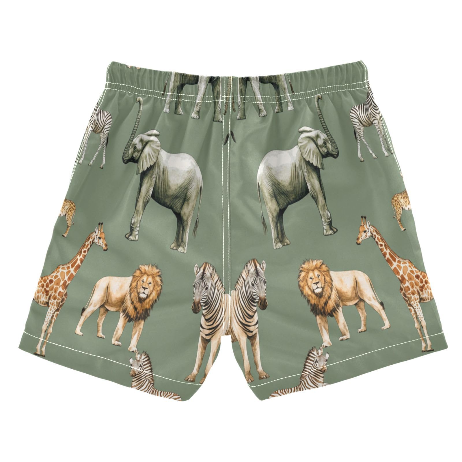 Jucciaco Boys Beach Board Shorts Animal Zebra Elephant Swim Trunk Teen Swimwear