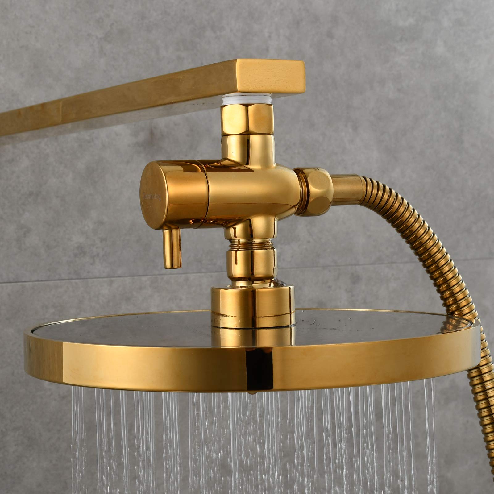 Tecmolog DSF012J Robinet de douche 3 voies 1/2" laiton vanne d'arrêt de douche adaptateur T pour douchette à main Titangold