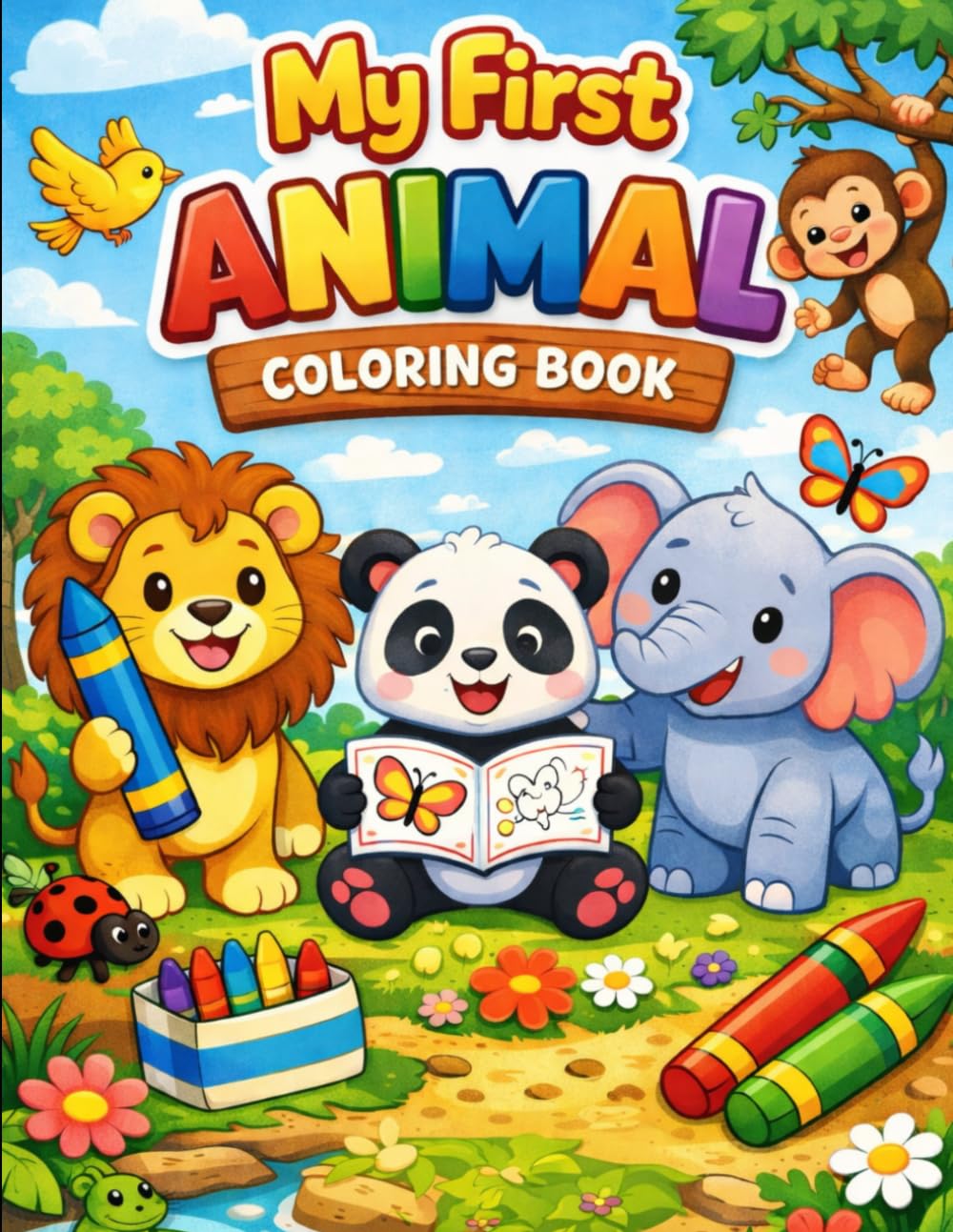 My First Animal Coloring Book: Fun & Easy Animal Coloring Pages for Kids Ages 3–6 | Cute Animals, Big Pictures & Early Learning