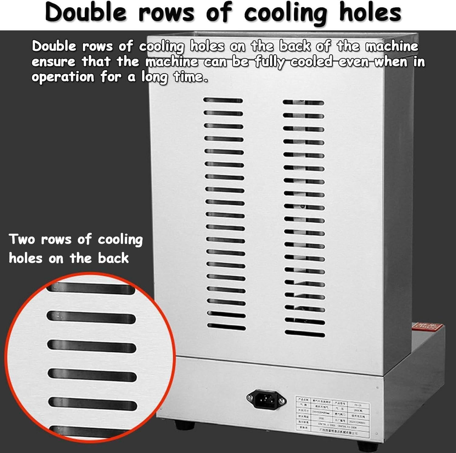 Commercial Meat Rotisserie,Electric Vertical Kebab Grill,Countertop Gas Grill Machine,Automatic Rotating Skewers Machine,Indoor Kebab Machine(Black,DoubleKnob)