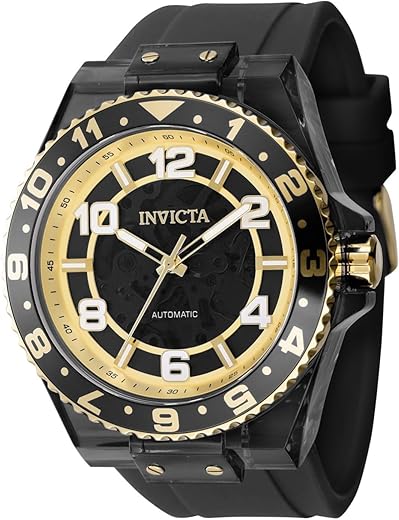 Invicta Silicone Speedway Automatic Black Dial Analog Watch for Men – 44385, Multi-Color Band