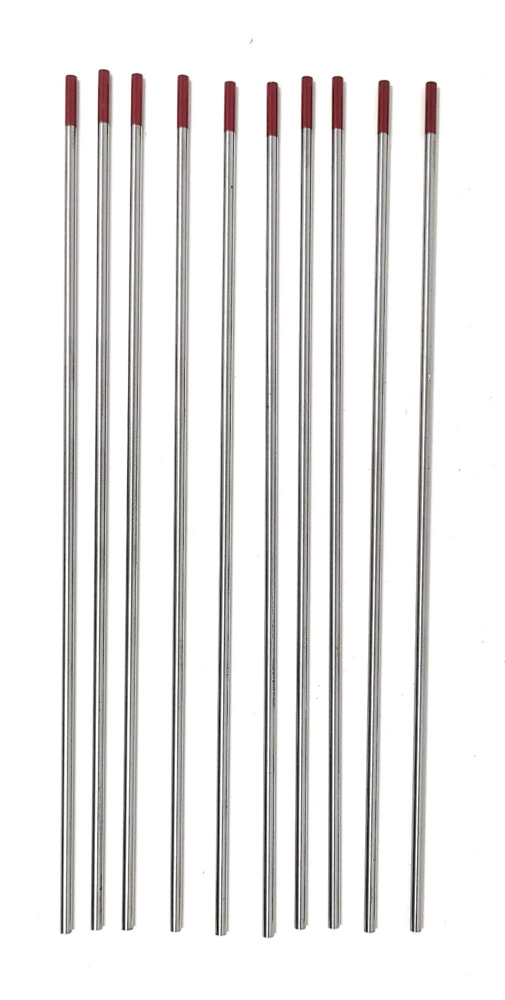 ELCAN Tungstens TIG spawanie Torio 2,0% czerwony WT20 profesjonalny, 1.0 1.6 2.0 2.4 3.2 3.2 elektrody spawalnicze TIG palnik, 10 jednostek - rozmiar: 2,4 x 175 mm