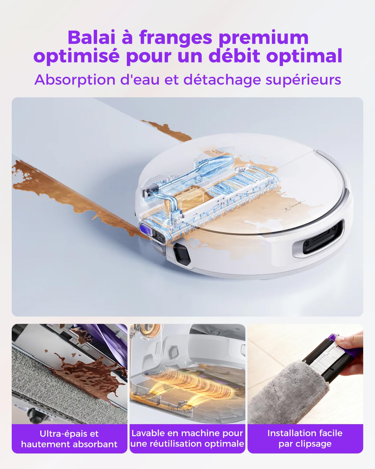 Flow accessoires pour Narwal Flow Robot Aspirateur, 22 Pièces 1 Brosse principale, 3 Lingettes de piste, 4 Filtres HEPA, 6 Brosses latérales, 6 Sacs à poussière,1 Brosse de nettoyage et