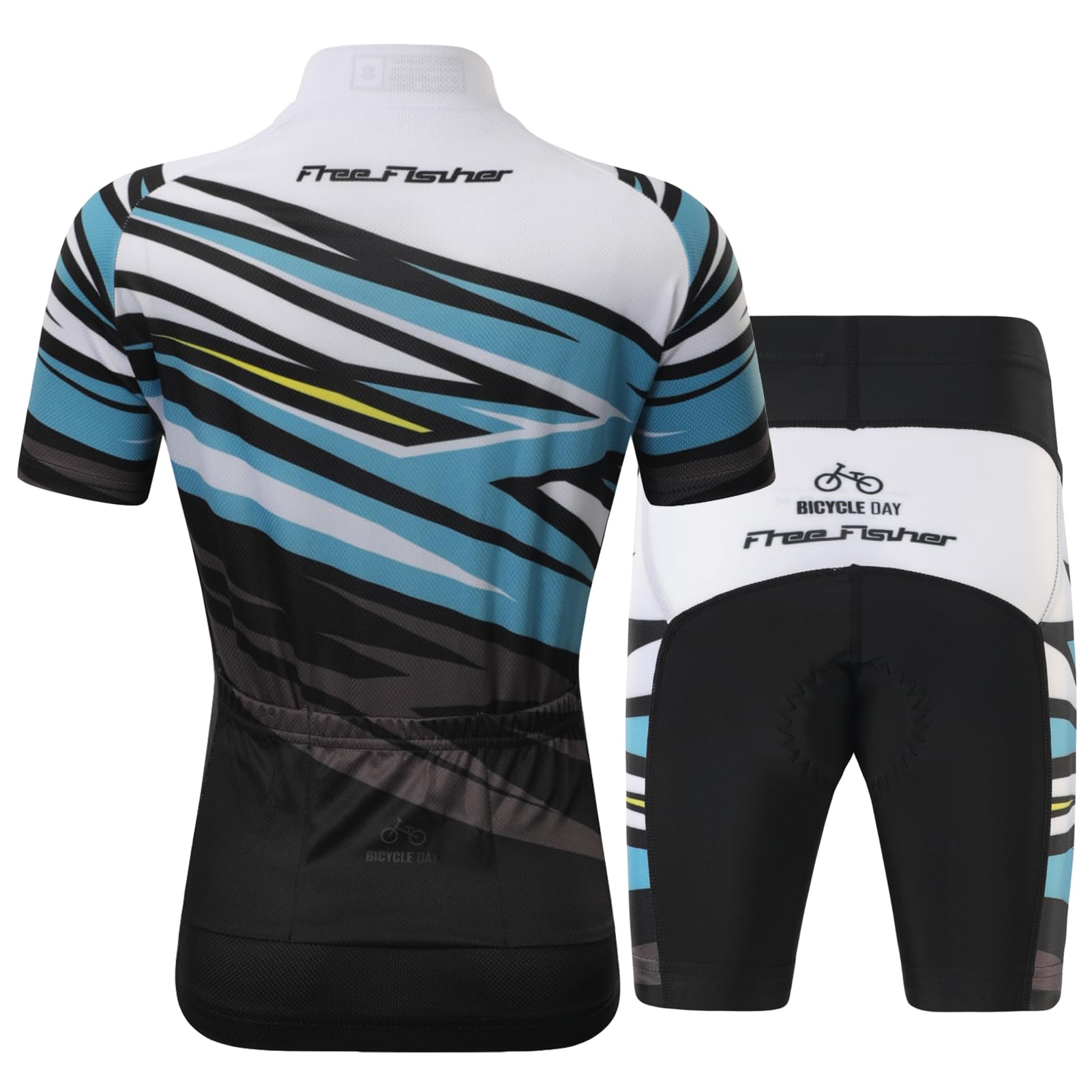 Maillot de ciclismo para niños y niñas, de secado rápido, camiseta de manga corta y pantalón corto con acolchado 3D para el asiento, transpirable, ropa de ciclismo