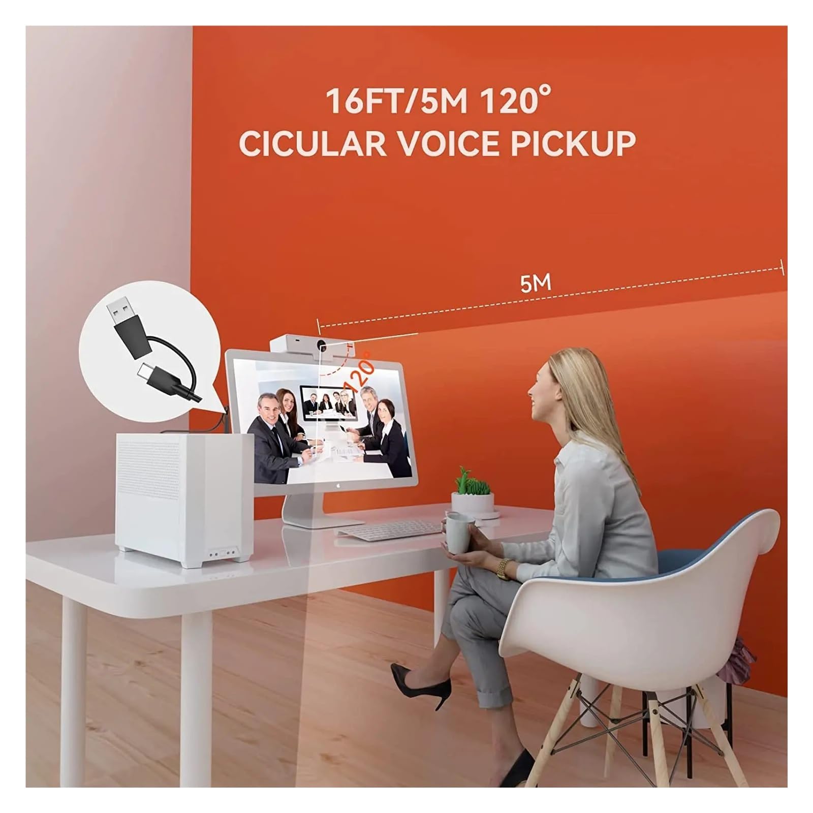 V21-AF 2K Webcam with 4 Noise-Canceling Mics Camera 1080P 60fps -and-Play For Meeting Livestreaming on PC/Mac/Laptop