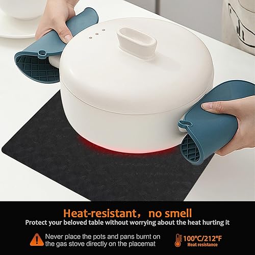 Miniatura 4 de Manteles individuales de vinilo, 8 unidades, piel sintética, 100% impermeables, resistentes a las manchas, lavables, lavables, resistentes al calor,