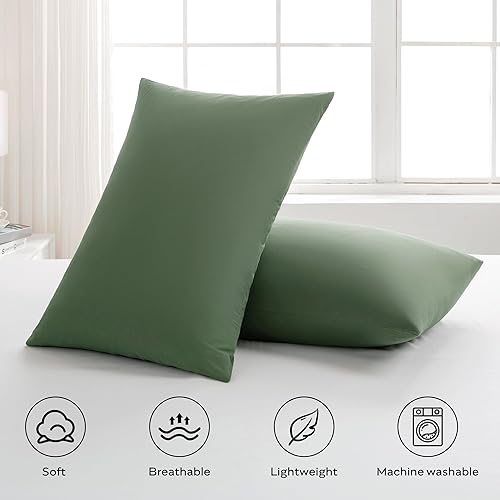 Miniatura 2 de JELLYMONI Juego de 2 fundas de almohada tamaño King de 100 % algodón lavado, suaves y transpirables con cierre de sobre (almohadas no incluidas)