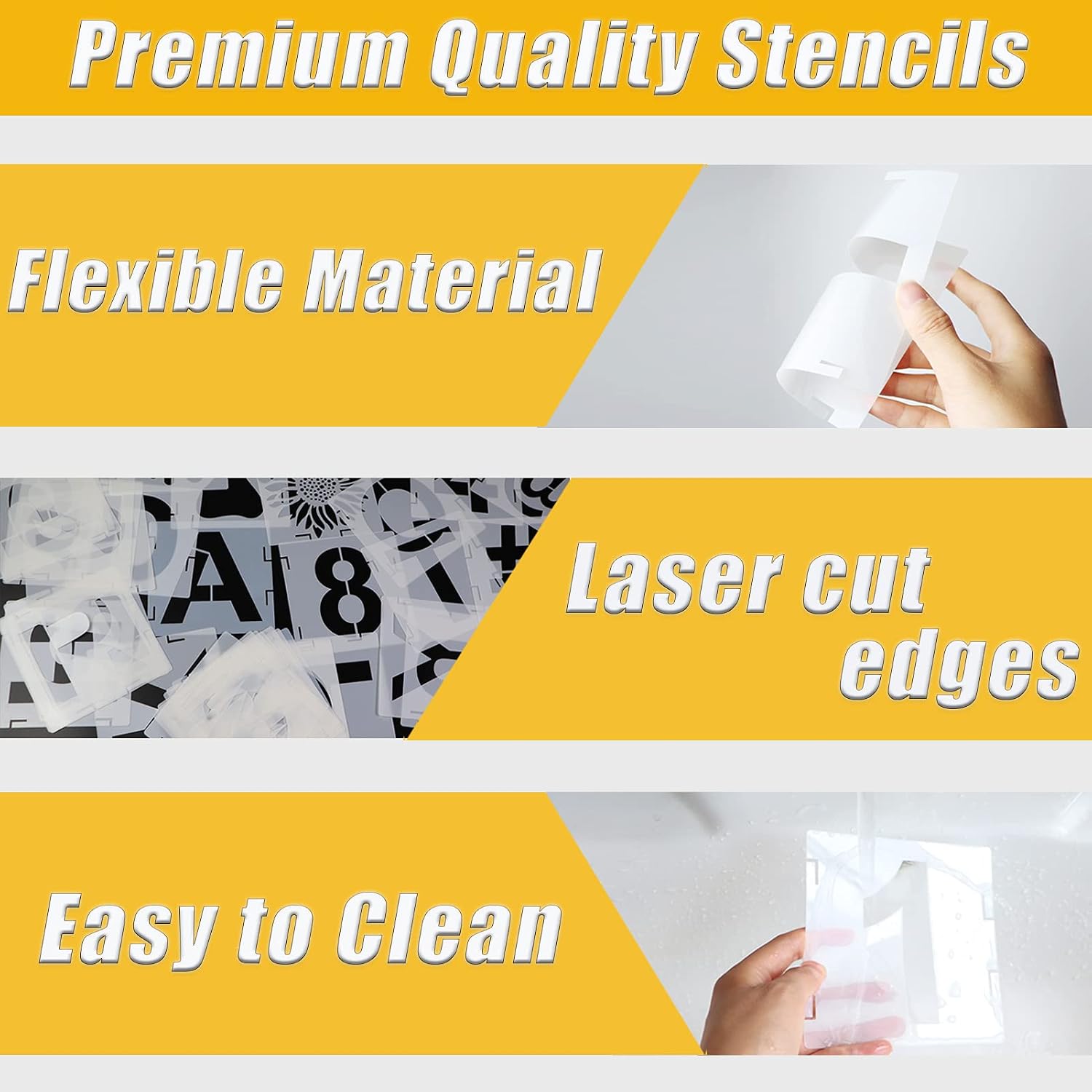 YEAJON 46 Pcs Letter Stencils Symbol Numbers Craft Stencils, Reusable Alphabet Templates Interlocking Stencil Kit for Painting on Wood, Wall, Fabric, Rock, Chalkboard, Sign, DIY Art Projects(7 Inch)