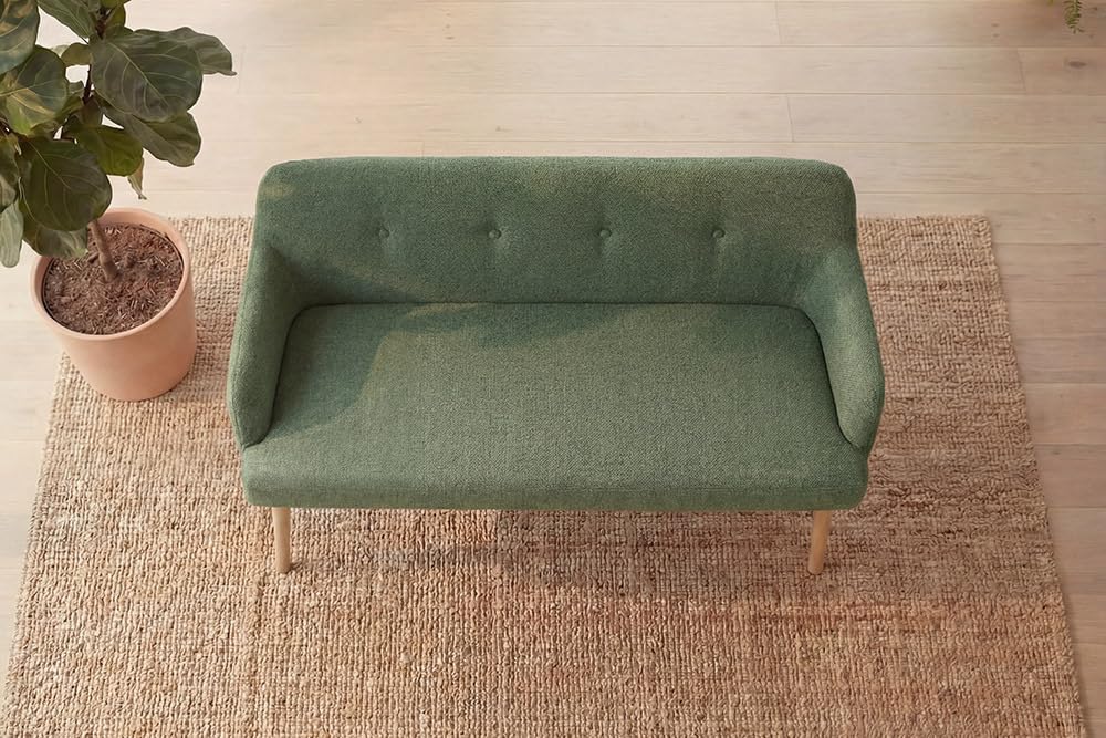 Riess Ambiente Nordische Sitzbank Scandinavia MEISTERSTÜCK - 115cm - Salbei Natur - Polsterbank aus Massivholz mit Armlehne