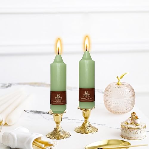 Miniatura 9 de Velas cónicas sin perfume de 5 pulgadas, color verde claro, 4 velas pequeñas sin humo para cena, hogar, boda, fiesta, decoración del hogar