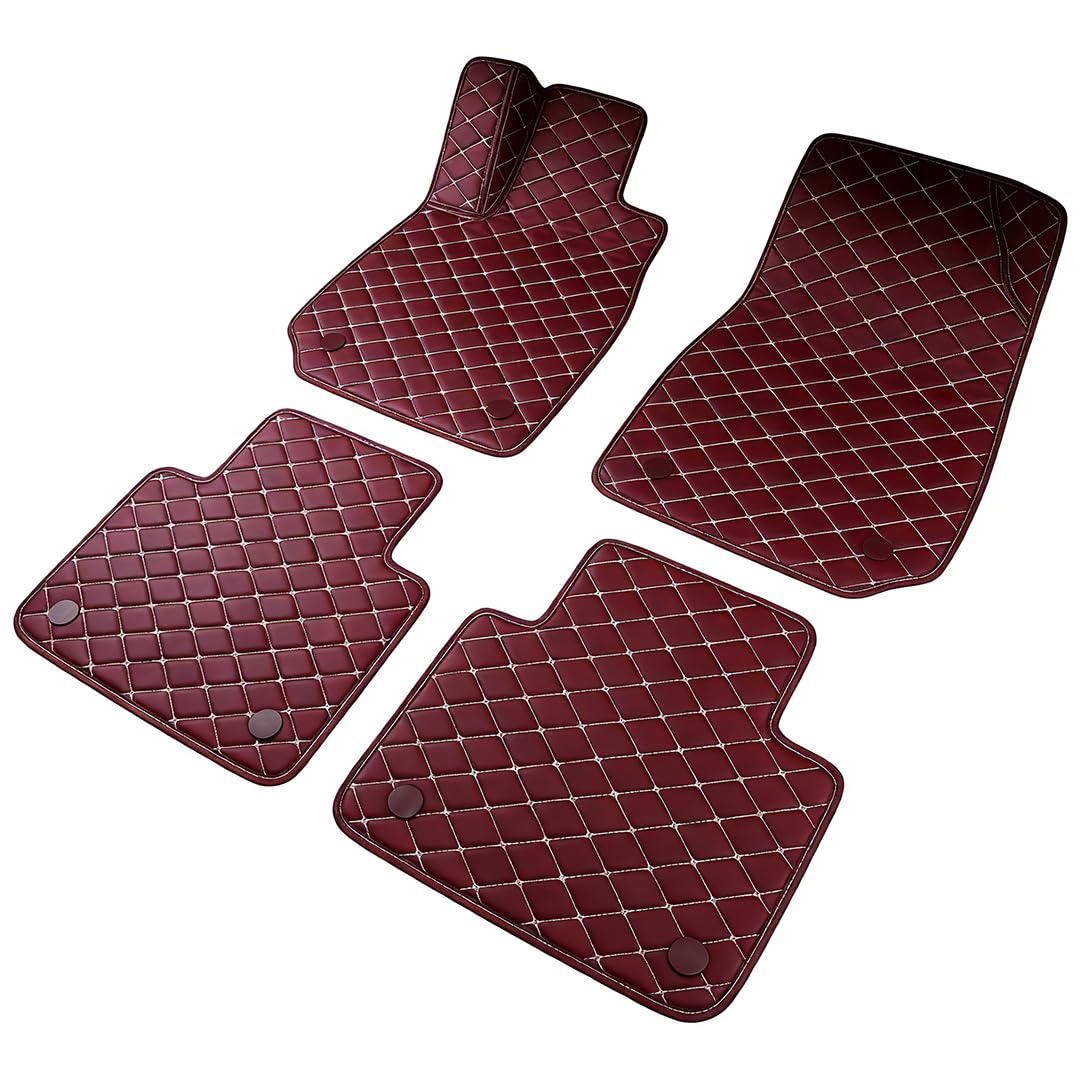 GASDYO Custom Car Floor Mats for BUICK Encore 2020, PU Leather All Seasons Suitable Waterproof Wear-resistant Dedicated Vehicle, Claret