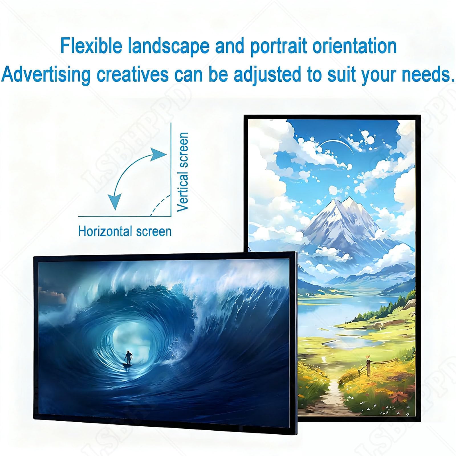 LED Bildschirm Digital Signage Display, Handy&Computer Software Fernauslösung,USB Plug-and-Play Full Poster Screen Werbung LED Display,Quer-/Hochformat-Umschaltung 23.6in