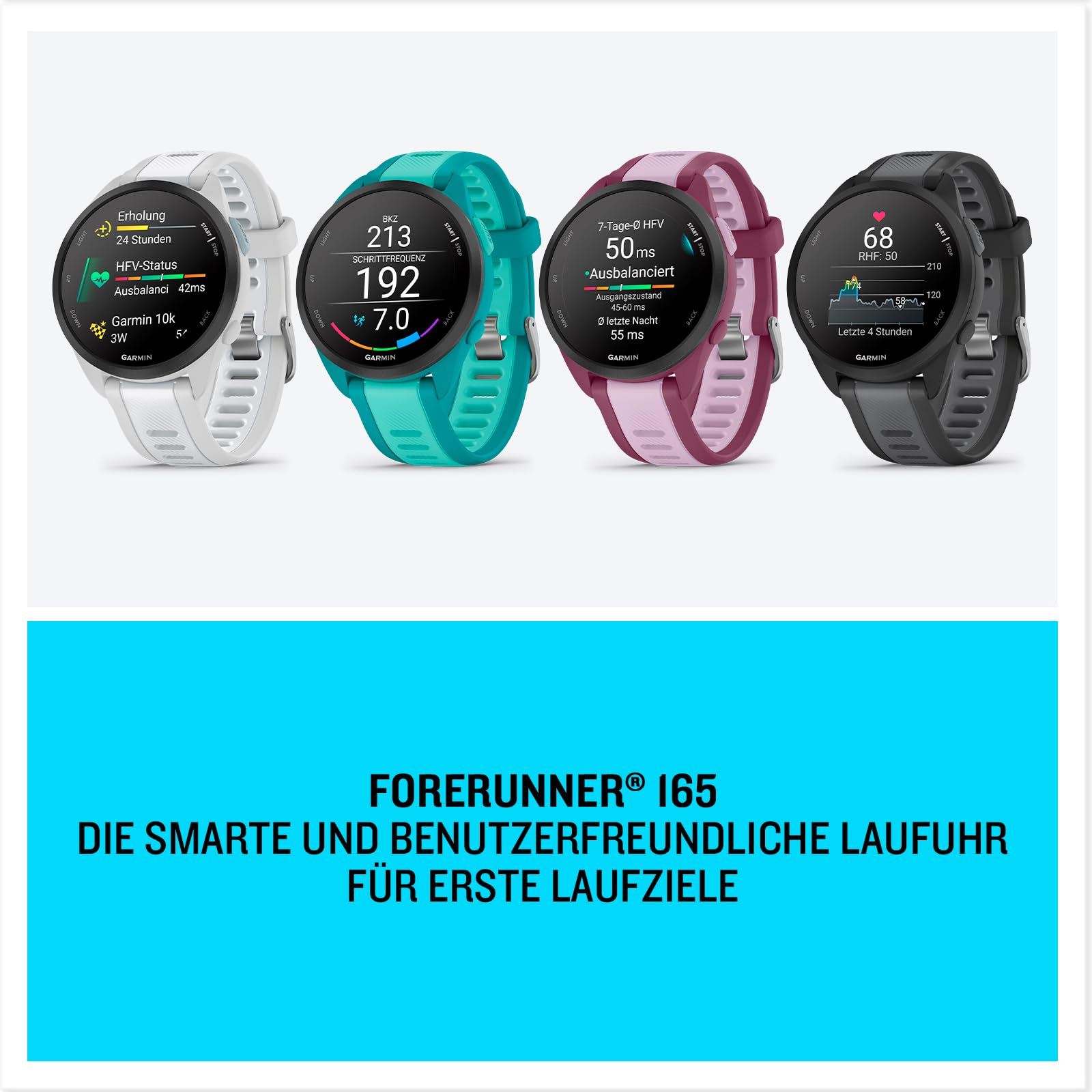 Garmin Forerunner 165 Music 43mm - Lauf-Smartwatch, 1,2" AMOLED Touchscreen, bis zu 11 Tage Akkulaufzeit, 25+ Sport-Apps, Trainingsempfehlungen, Gesundheitsdaten, smarten Funktionen, Musik