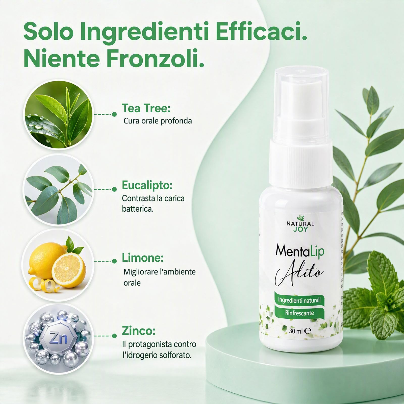 Mentalip Spray Alito Cattivo, 2026 Nuovo Spray Alito Fresco 30ml (2 Pack) | Spray per Igiene Orale Senza Alcol, Con Olio Tea Tree, Eucalipto, Menta Piperita e Zinco Gluconato, Delicato & Non Irritante
