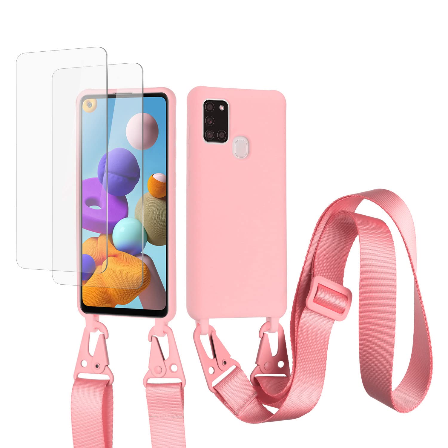 vrupin Funda Compatible con iPhone 13.con (2 x Protector Pantalla)con Cuerda Case con Ajustable Cordón.Silicona Líquida Funda-Loto Color — view 44