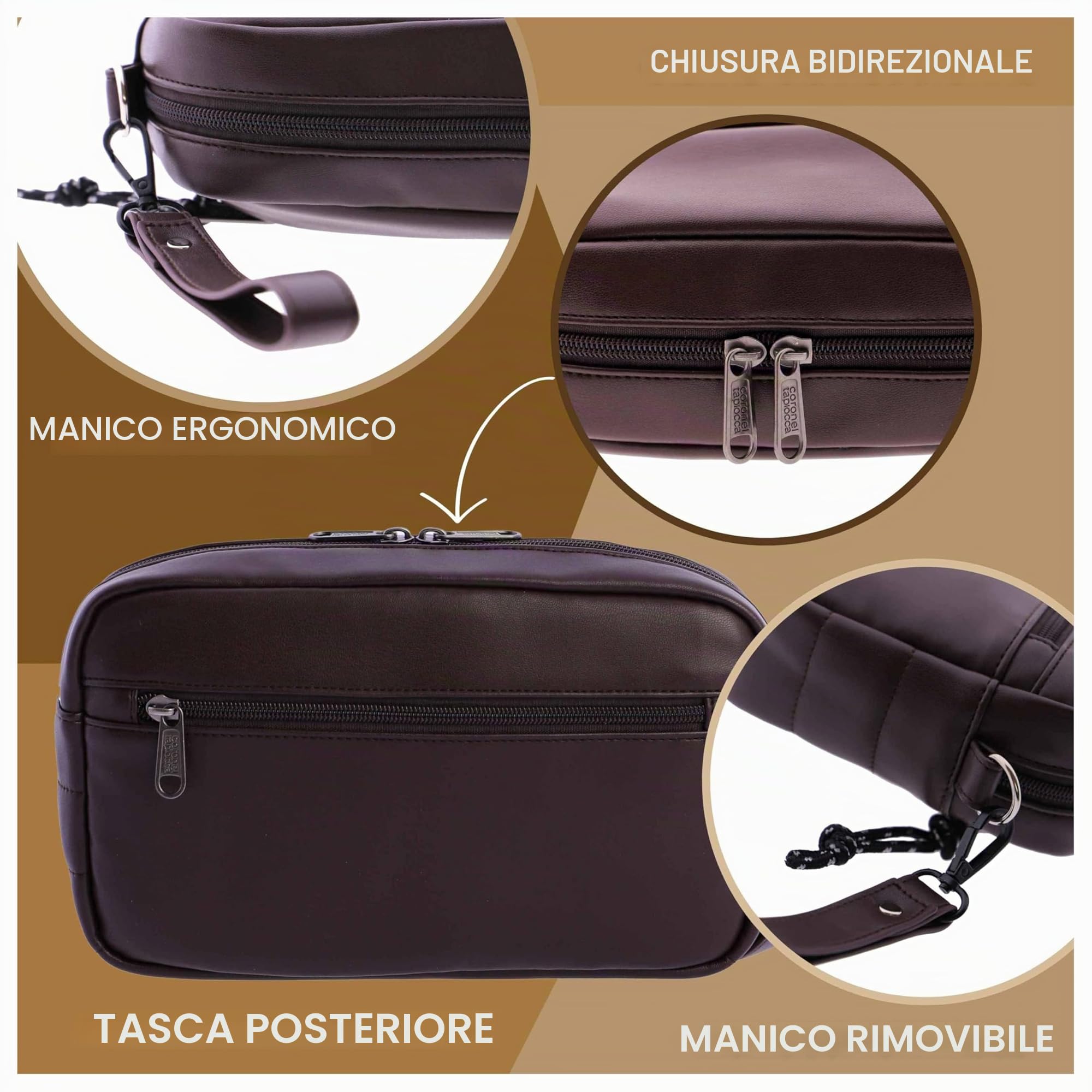 Coronel Tapioca - Pochette Uomo - Borsello Uomo a Mano - Pochette Uomo da Polso - Poscett Uomo - Pochette da Borsa - Poshet Uomo - Pochette da Uomo - Borsello Uomo