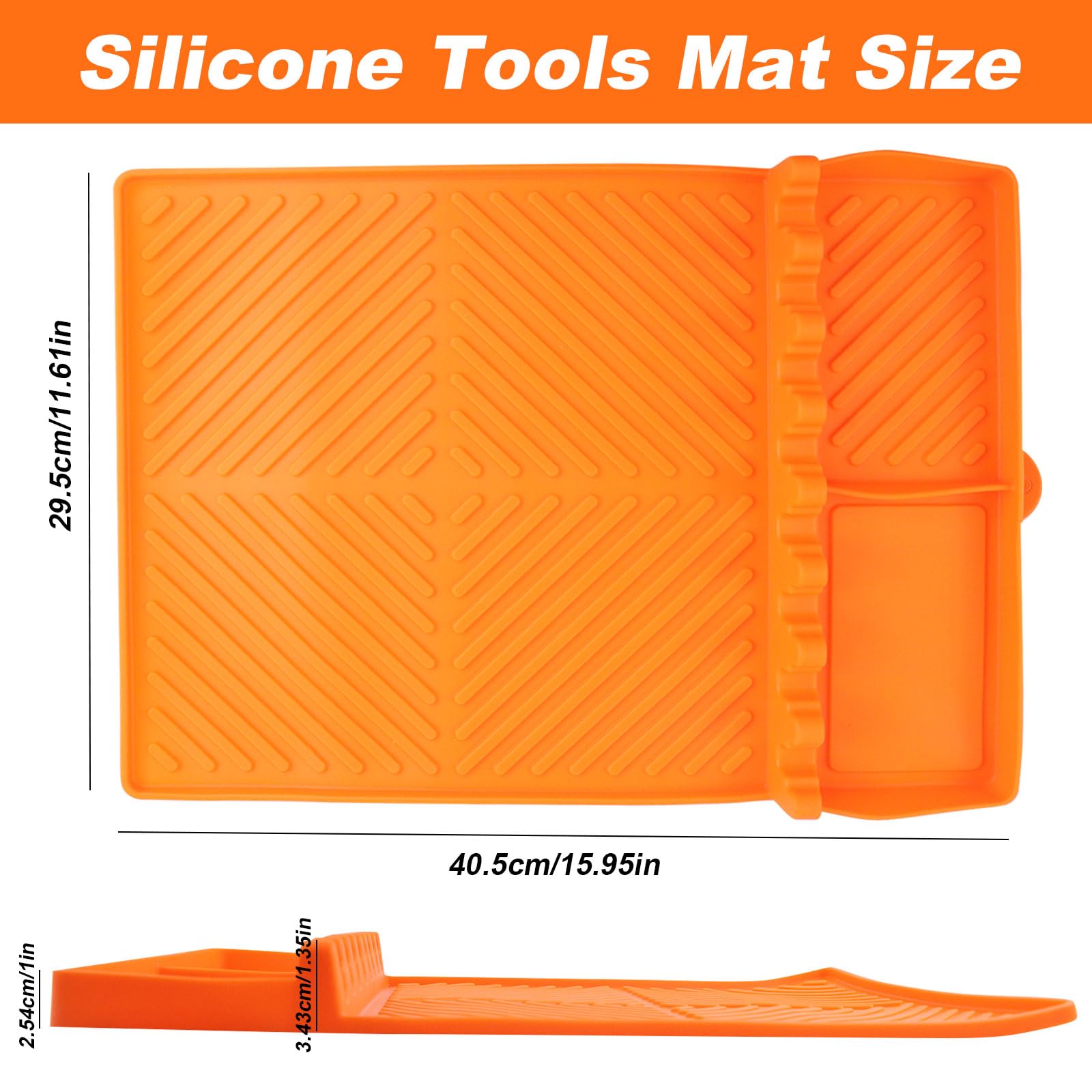 BigKing 16x11.6inch Griddle Spatula Mat, Blackstone Silicone Side Shelf Mat, Silicone Utensil Rest with Drip Pad for Kitchen, Stovetop, Countertop, Silicone Mat Heat Resistant, BPA-Free (Orange)