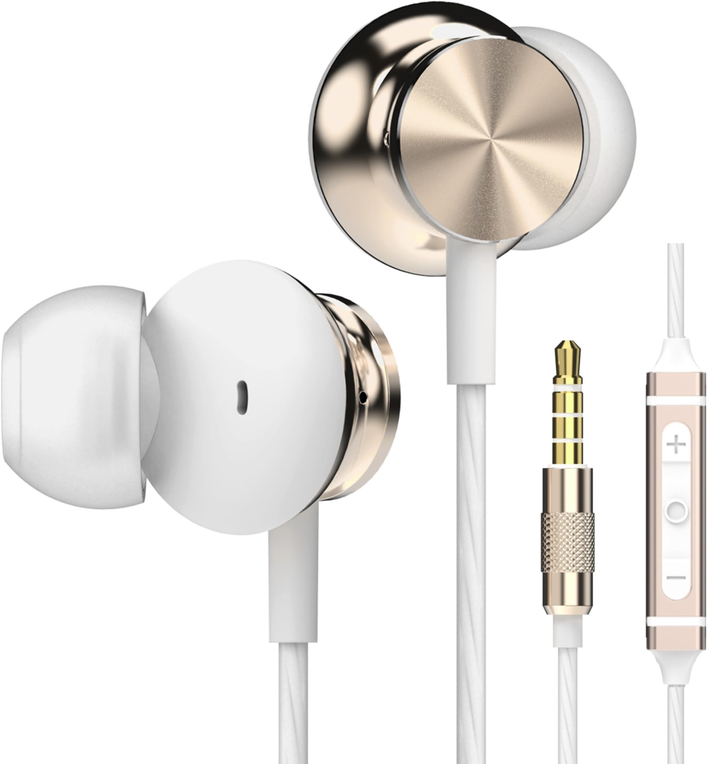 Betron BS10 Earphones Wired Headphones In Ear Noise Isolating Earbuds with Microphone and Volume Control Powerful Bass Driven Sound, 12mm Large Drivers, Ergonomic Design, Gold