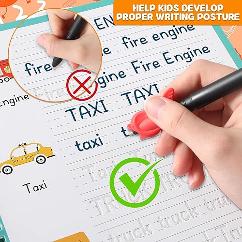 Miniatura 5 de gisgfim Paquete de 8 libros de práctica de escritura con ranuras mágicas para niños, libros de trabajo de escritura mágica reutilizables con