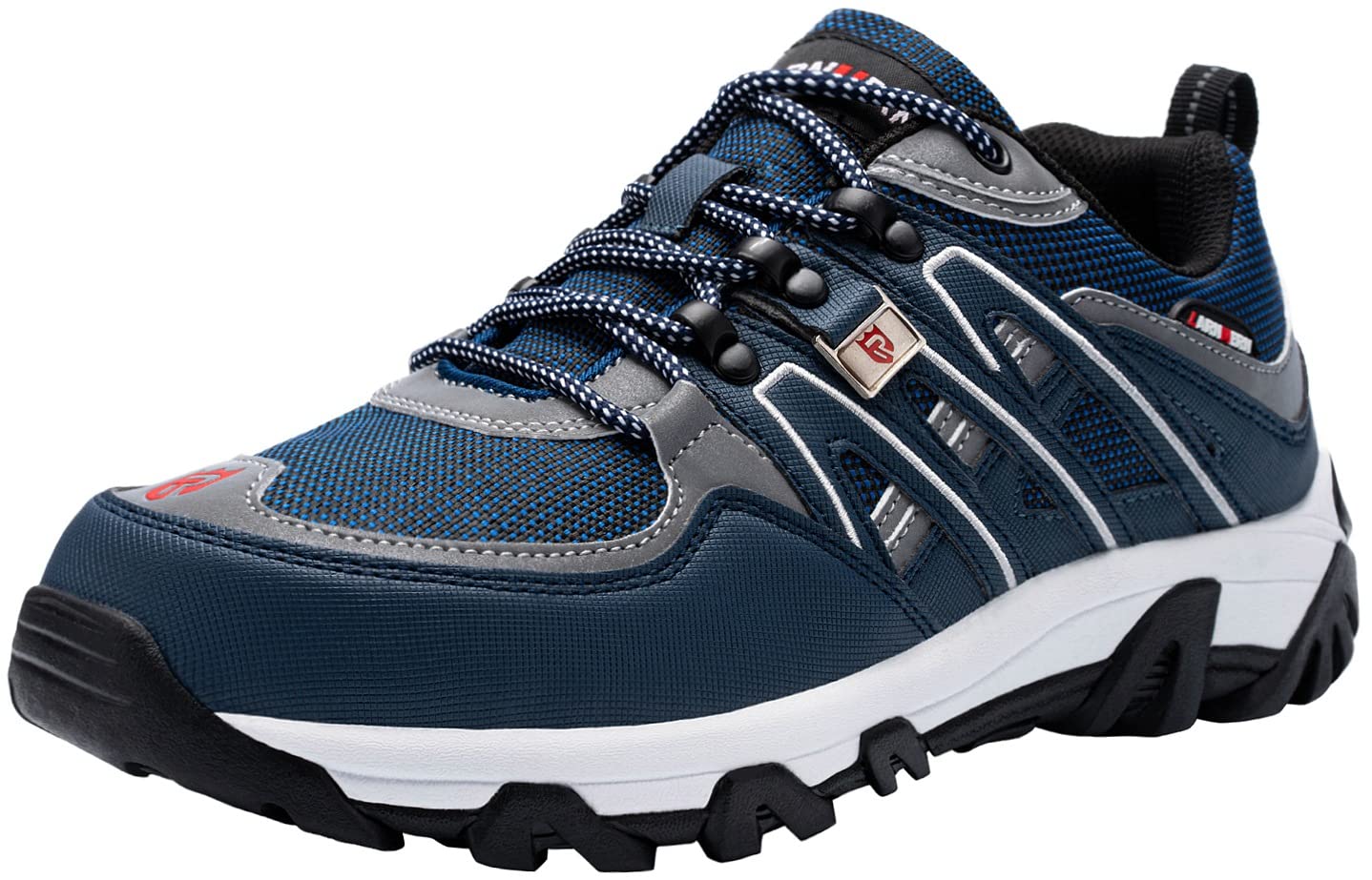 LARNMERN Steel Toe Shoes for Men Slip Resistant Work Shoes Puncture Proof Outdoor Footwear Safety Sneakers Industrial Construction Boots Indestructible Tennis Shoes(12, Blue/White)