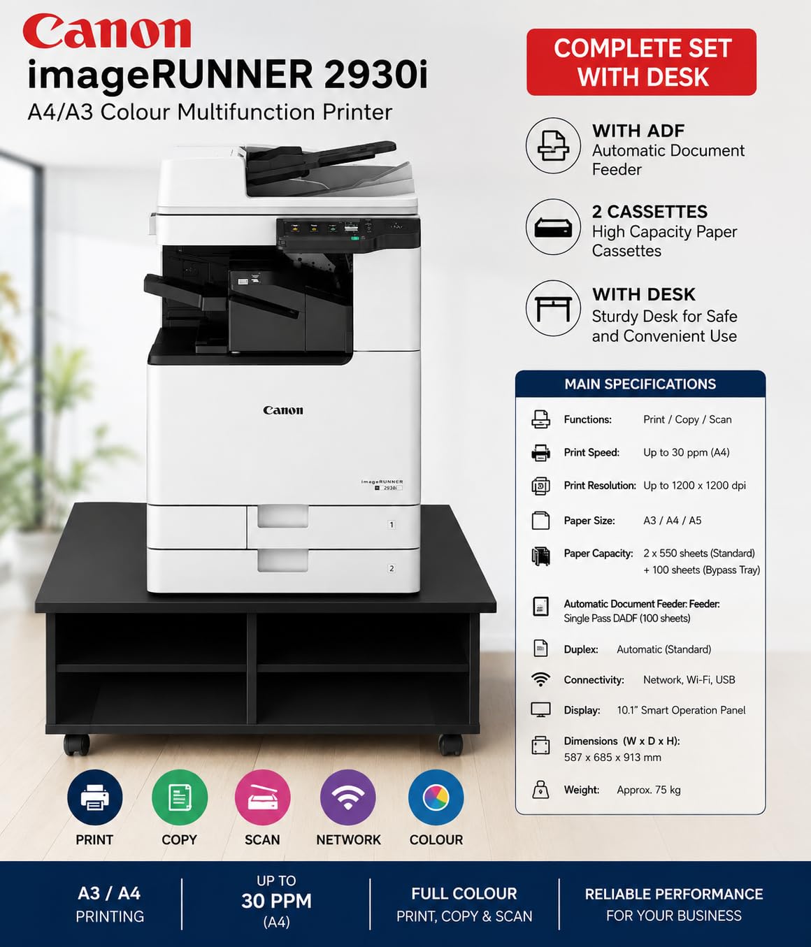 Canon Imagerunner 2930i - Stampante Multifunzione - B/n - Laser - A3 (297 X 420 Mm)