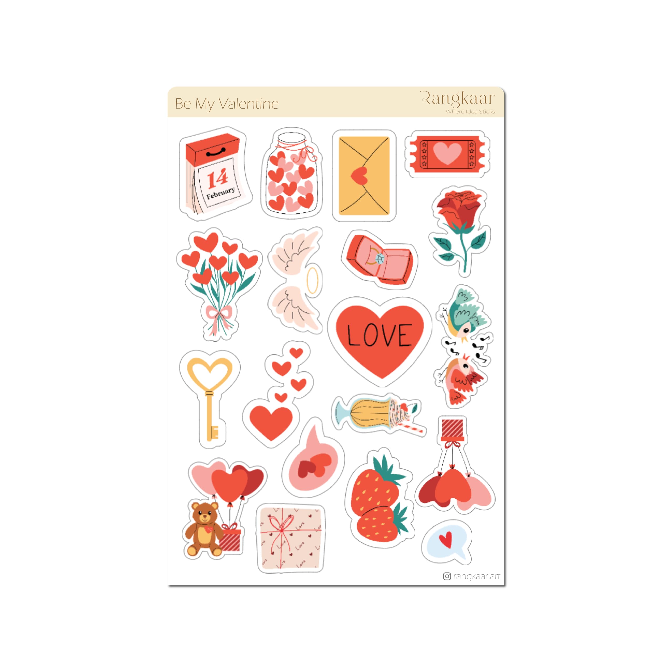 Love Theme Stickers Set | Valentine Special Cute Heart Stickers