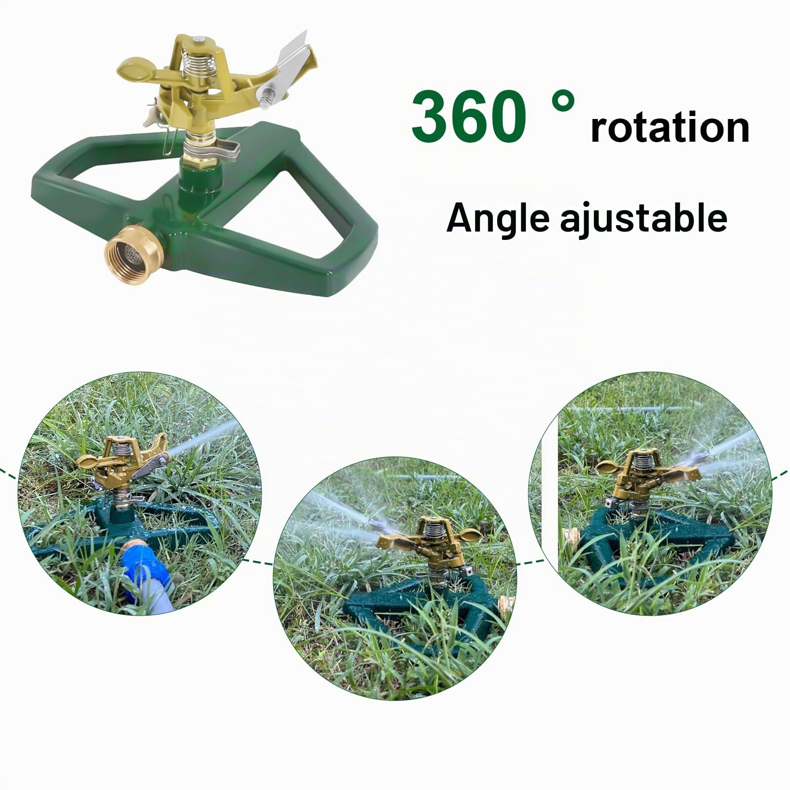 Arroseur d'eau de Jardin Socle métal, Arroseur Pelouse, Arrosage Automatique pour Jardin, Surfaces Jusqu'à 540 m², Rotatif à 360 Degrés, pour l'arrosage du Gazon et de la Jardin