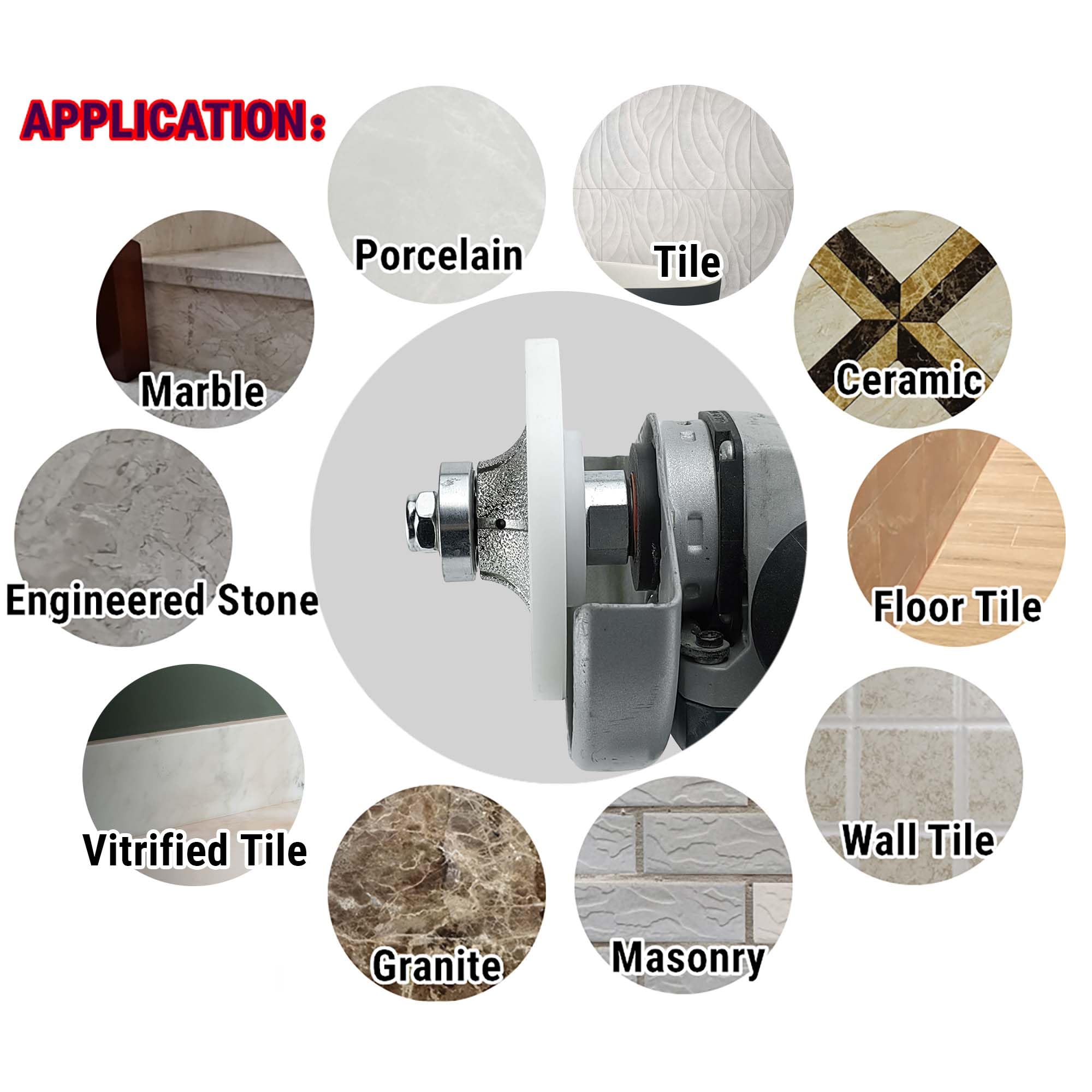 NBB Roue profilée diamantée avec guide et couverture plus grande fraises de chanfreins en diamant pour profiler carreaux porcelaine céramique granit marbre pierre (Half-Bullnose B5)