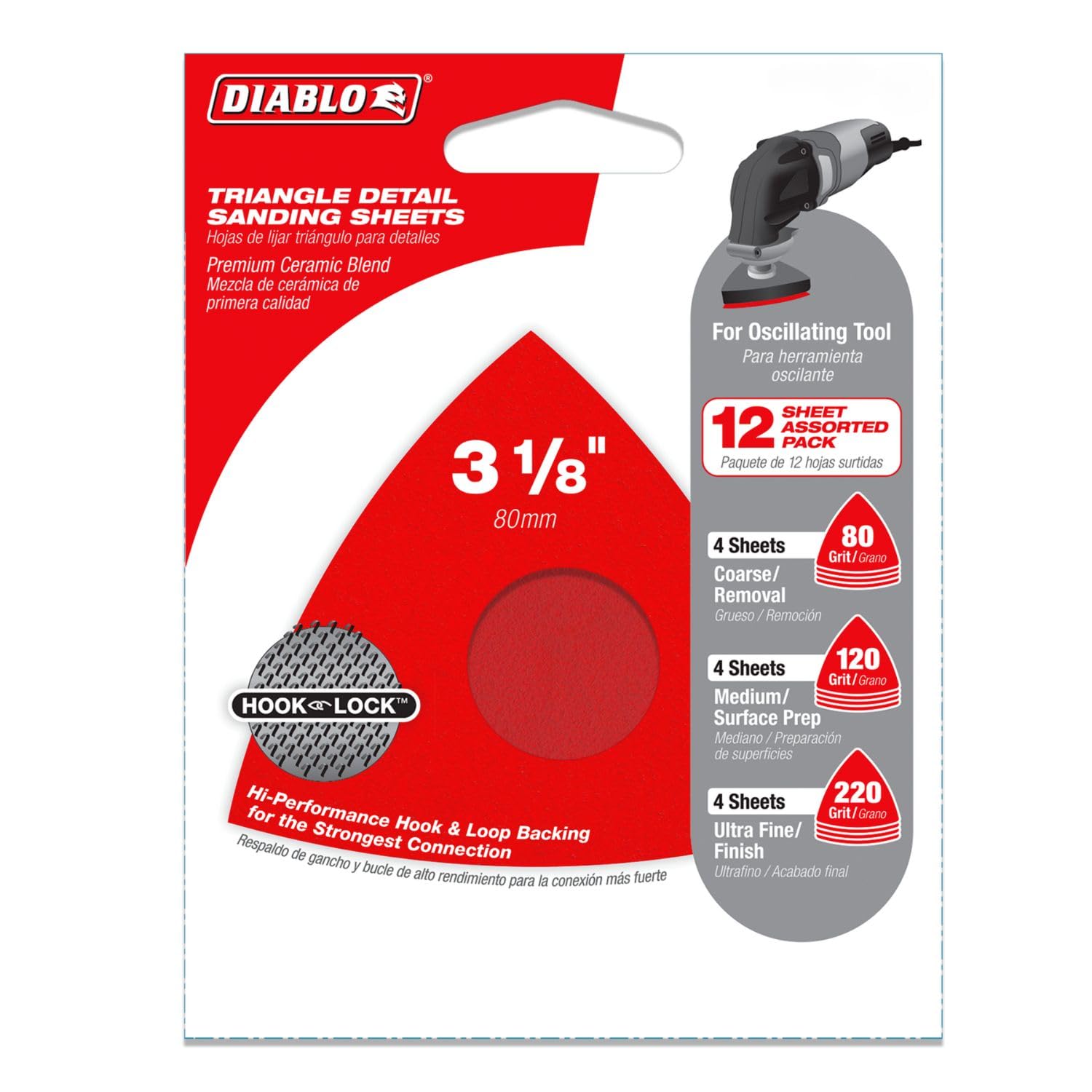Diablo Oscillating Triangle Detail Sanding Sheet Set for Wood