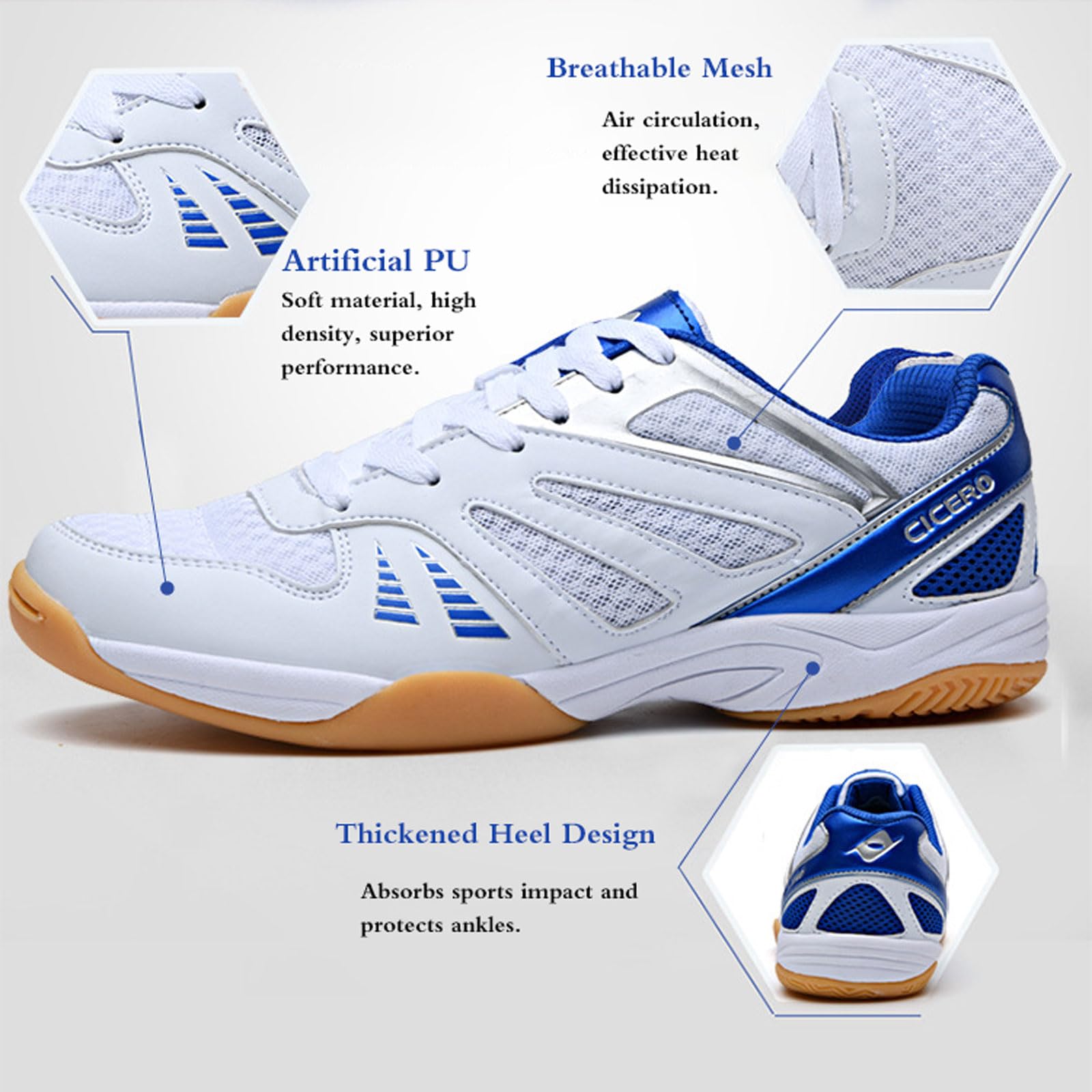 Chaussures de Tennis Homme, Sneaker de Volleyball Confortable, Chaussure Badminton Respirant Mesh Léger Antidérapant