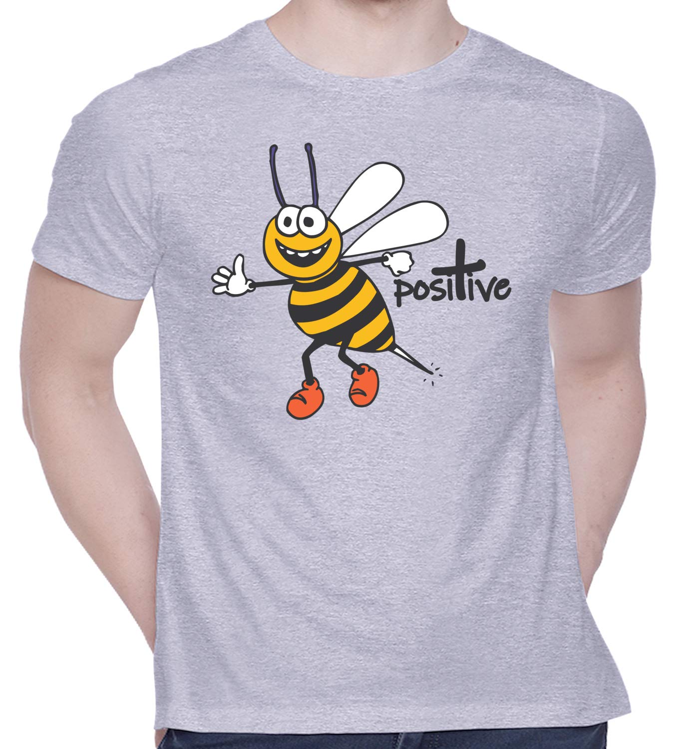 CreativiT Graphic Printed T-Shirt for Unisex B Positive Tshirt | Casual Half Sleeve Round Neck T-Shirt | 100% Cotton | D00416-58