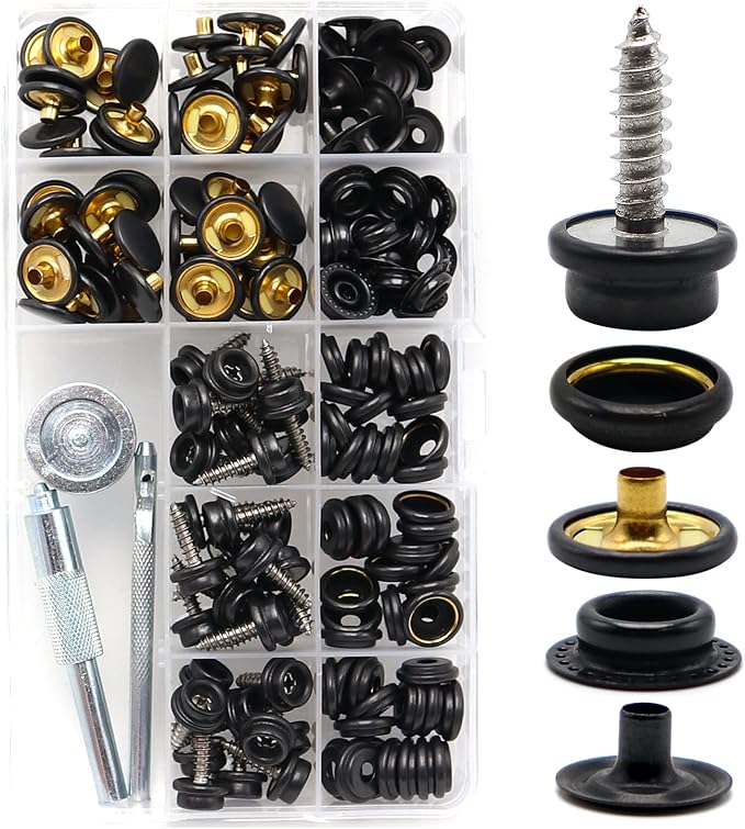 173 pcs Canvas Snap Kit2 Types,Marine Grade Stainless