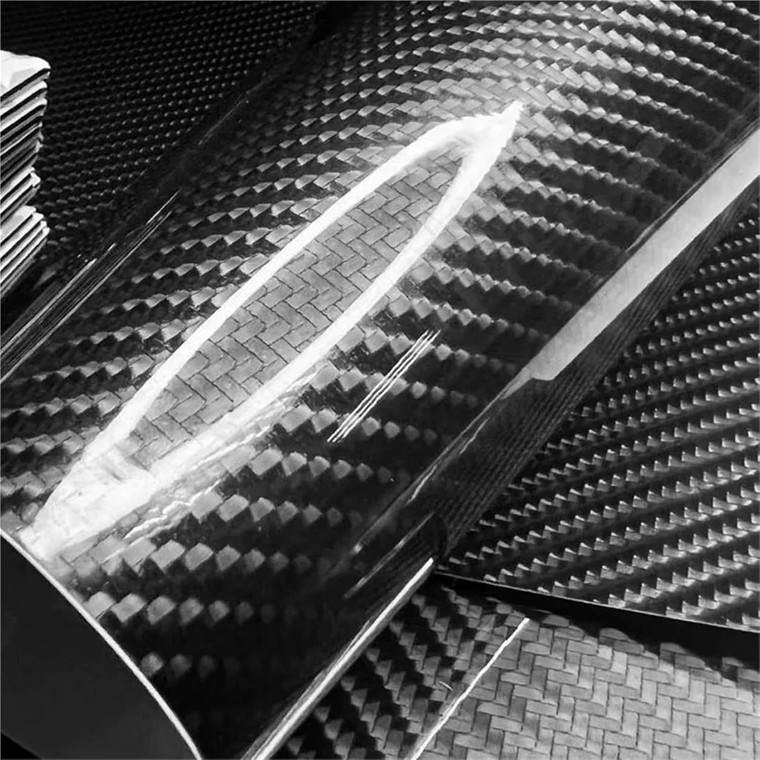 1.52 * 18m/Roll High Glossy PET Black 6D Carbon Fiber Wrapping Vinyl Film Motorcycle Tablet Stickers Decals Auto Accessories(PET 5D)