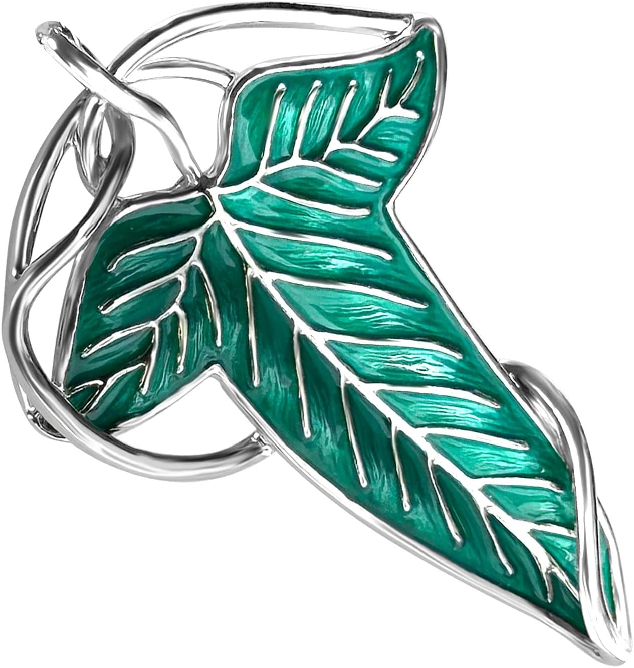 Elegant Elven Green Tree Leaf Enamel Pins Brooch for Women Men,Cosplay Cloak Pin Clasp Gifts (Luminous green leaf brooch)