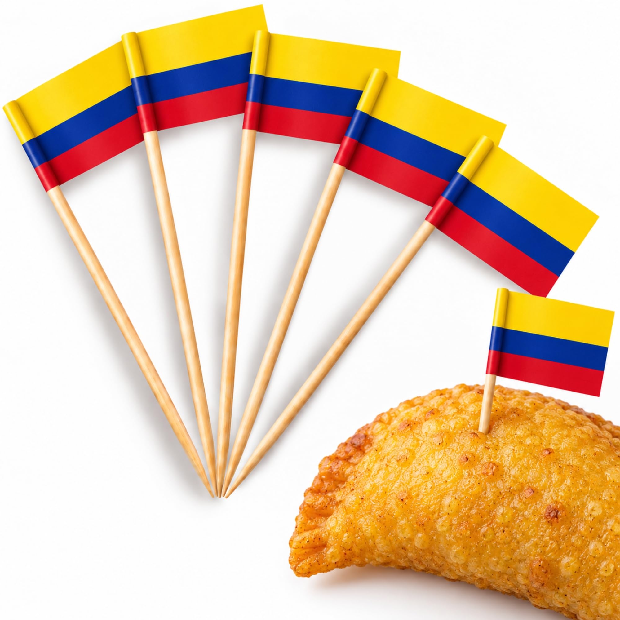 100 Palillos con Banderas de Colombia, Palillos de Madera Paises - imagen 1