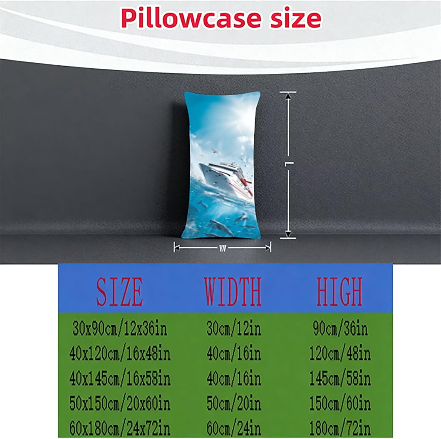 Blue Body Pillow Cover, Boat Long Pillow Cases with Hidden Zipper, Waterproof Linen Cushion Covers, Double-Sided Printing, Outdoor Cushion Covers for Bedroom Spring Room Decor 60x20in 1-5384