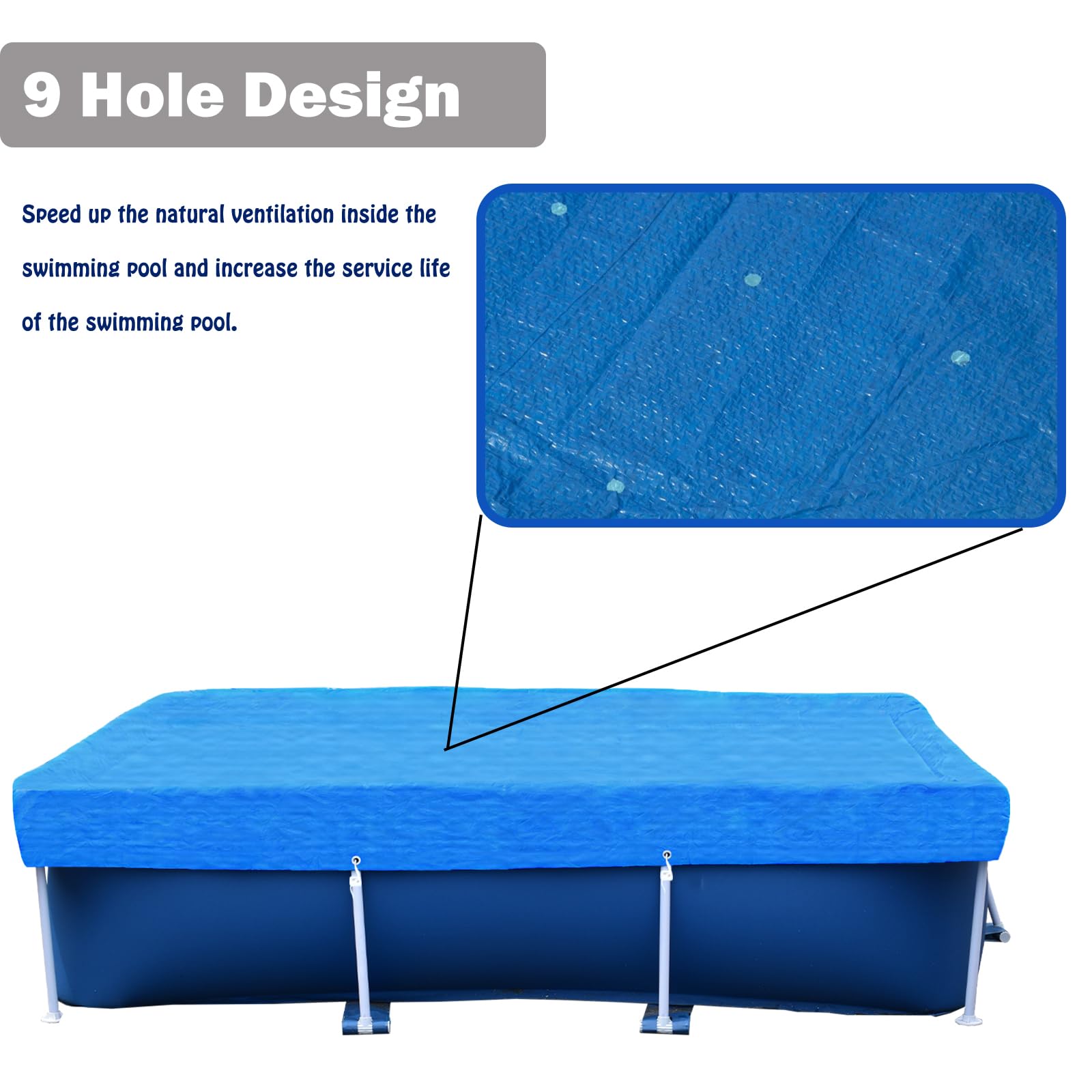 Bâche De Piscine Rectangulaire De 221 X 150 Cm Pour Piscine Hors Sol De 2,1 X 1,2 M Avec Cordons De Serrage Pour Piscine Rectangulaire De 2,2 X 1,5 M, Housse De