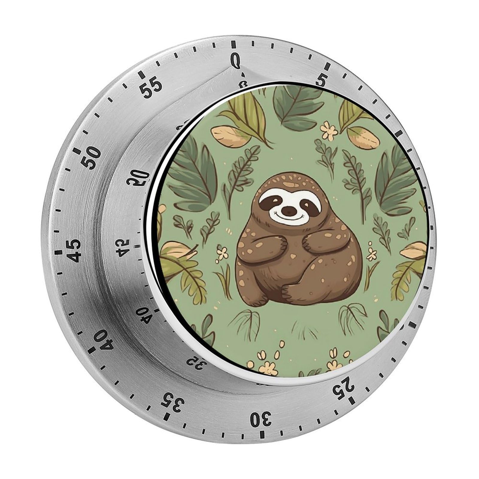 Adfgyerh Style Sloth On The Grass Timer For Cooking, Kitchen Timer Magnetic No Batteries Required, Mechanical Timer With Loud Alarm, For Fitness Baking Exercise Oven